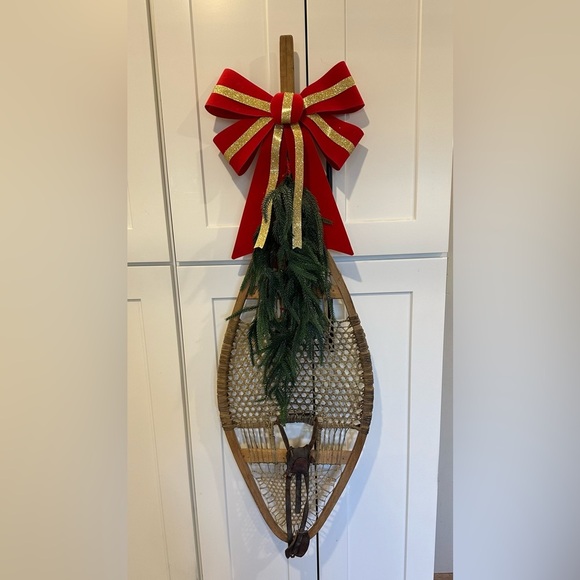 NEW Antique Snowshoe Wreath wall Customizable 1 single or 2 set winter Christmas - Picture 7 of 16